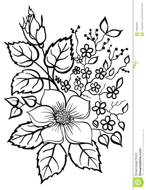 618x799 Flower Bouquet Outline Drawing Archives