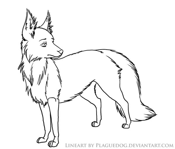 600x511 Fox Lineart By Plaguedog