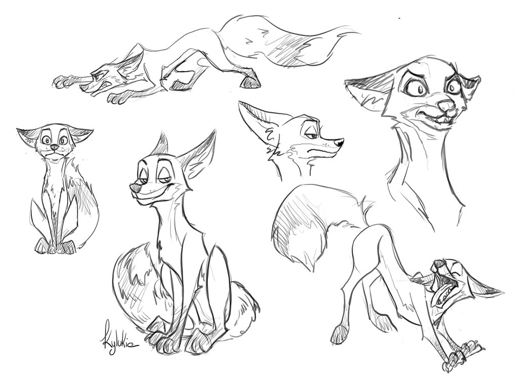 1024x750 Cartoon Fox Sketches By Kylukia