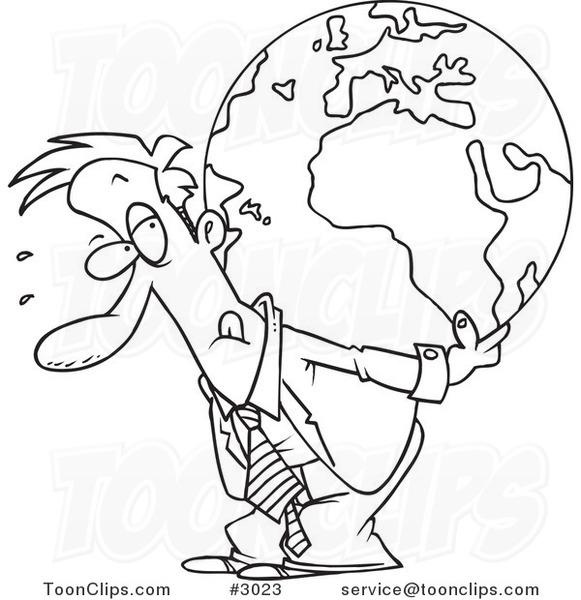 581x600 Cartoon Blacknd White Line Drawing Of Business Man Carrying