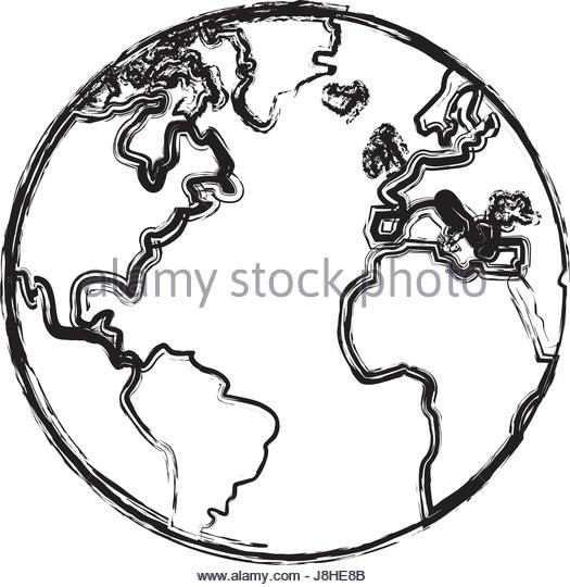 525x540 Line Drawing World Map Stock Vector Images