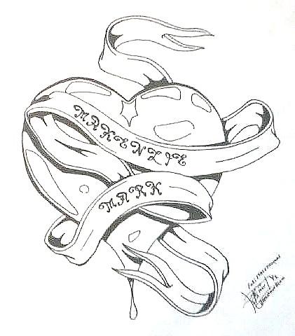 421x480 Heart With A Banner Drawing By Ben Blum