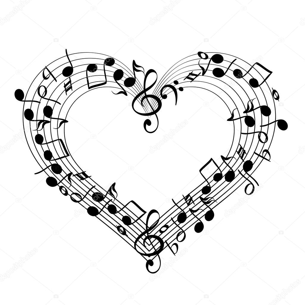 1024x1024 Music From Heart Sketch Cartoon Vector Illustration Stock Vector