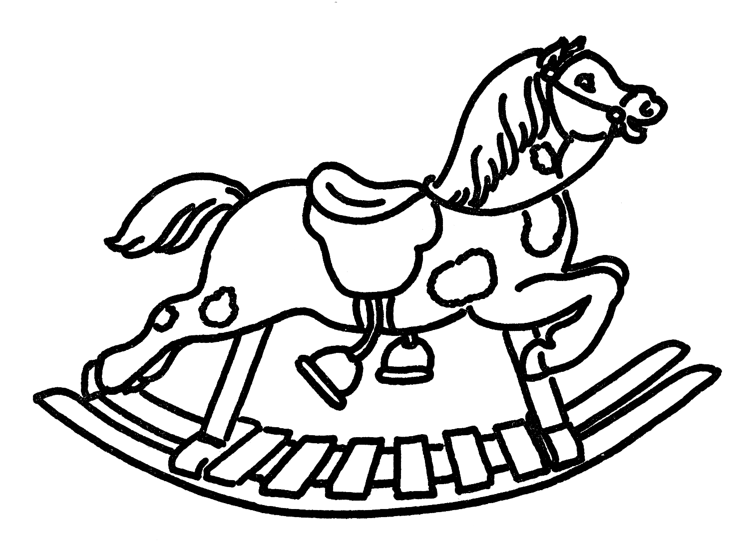 1500x1098 Vintage Line Art Rocking Horse