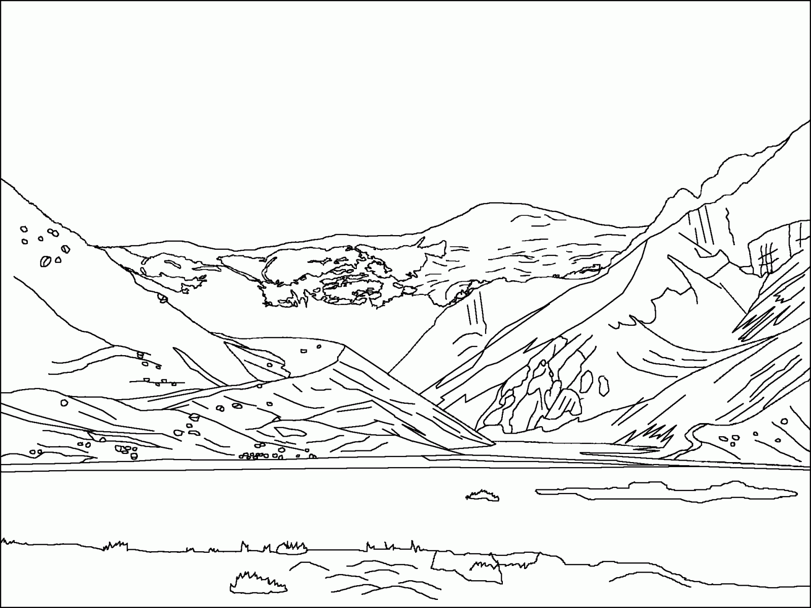 1600x1200 Drawn Mountaining Page For Toddler Landscaping Mountain Coloring