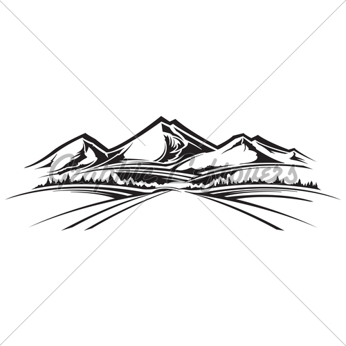 500x500 Mountain Line Drawing Clip Art
