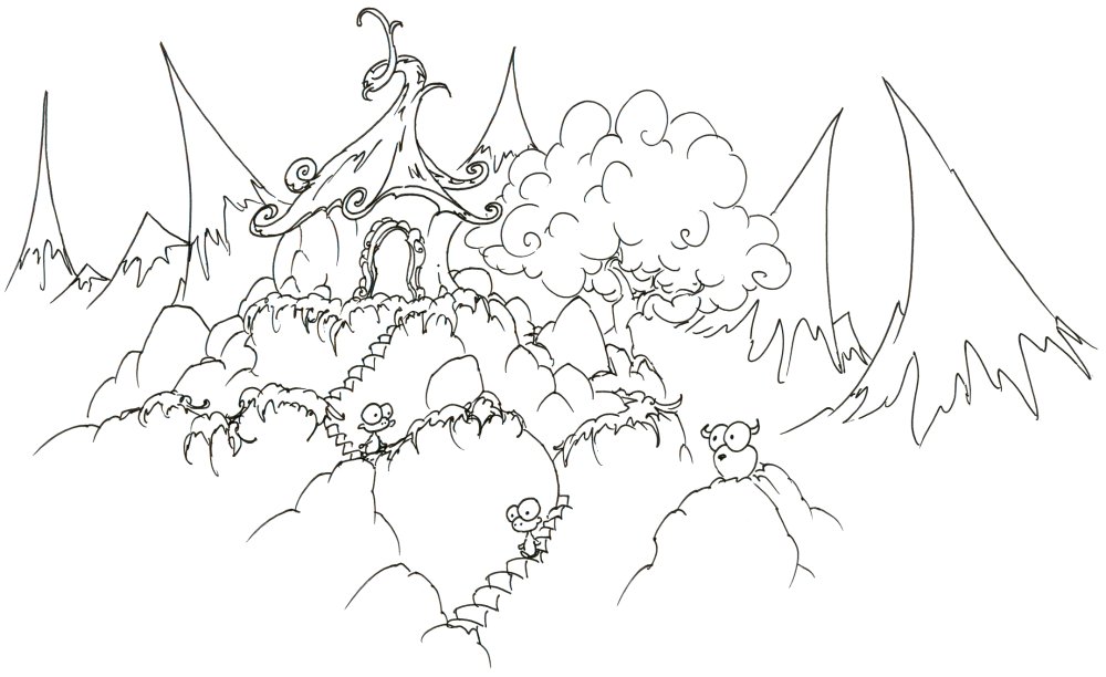 1000x612 Coloring Page Monkeys In A Mountain House