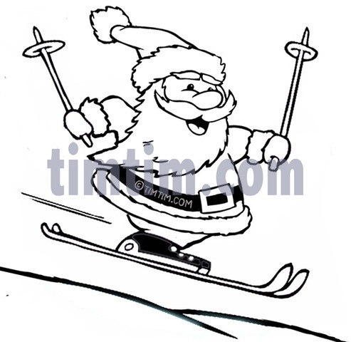 493x480 Free Drawing Of A Skiing Santa Bw From The Category Christmas