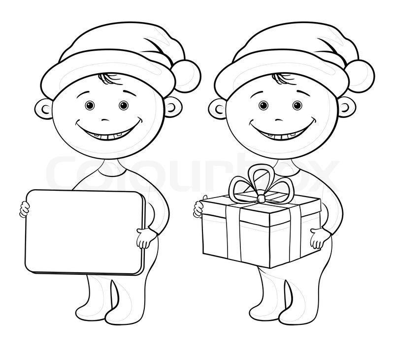 800x704 Children Santa Claus Outline Stock Photo Colourbox