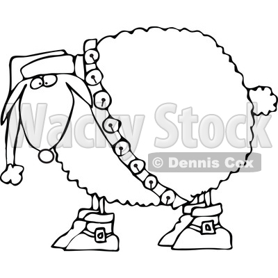 400x400 Of A Cartoon Black And White Festive Christmas Sheep In Boots