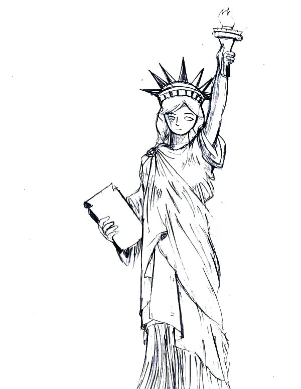 600x776 Statue Of Liberty Coloring Page Pdf United States Pages National