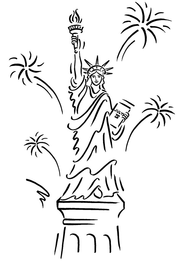 595x842 Statue Of Liberty Coloring Pages With Fireworks
