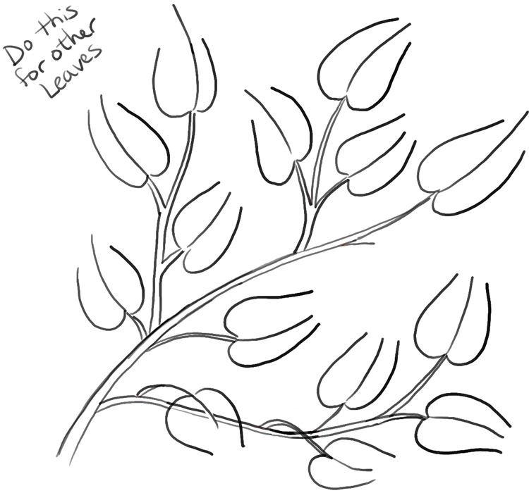 750x700 How To Draw Tree Branches Full Of Leaves Drawing Tutorial
