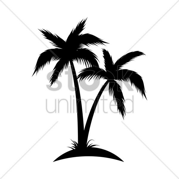 600x600 Silhouette Of Coconut Tree Vector Image