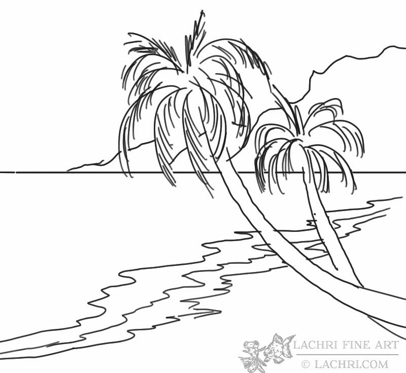 800x735 How To Paint A Beach And Palm Trees
