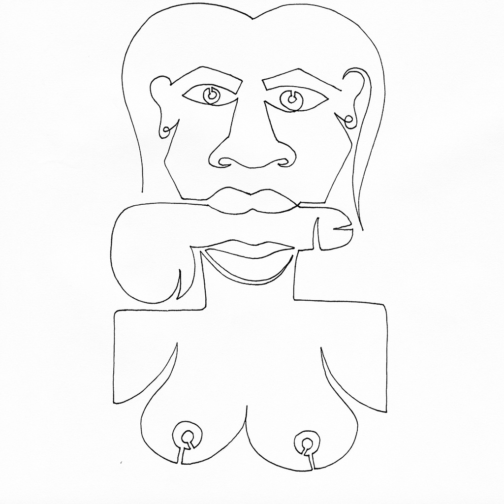 1024x1024 A Single Line Drawing Of A Women Trying To Say Look Ma