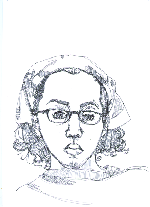 500x689 Self Portrait Continuous Line By Boggart