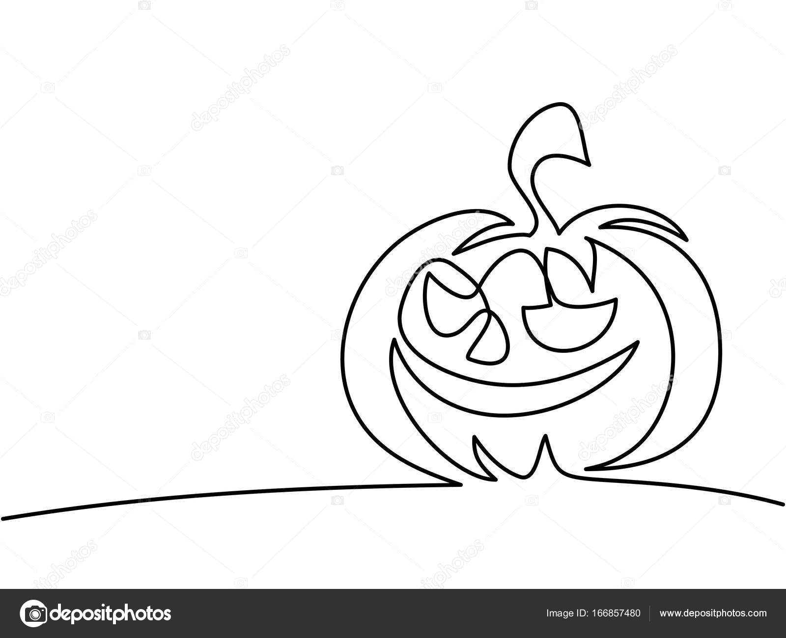 1600x1300 Continuous Line Drawing Of Halloween Pumpkin Stock Vector