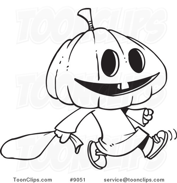 581x600 Cartoon Black And White Line Drawing Of A Pumpkin Head Trick