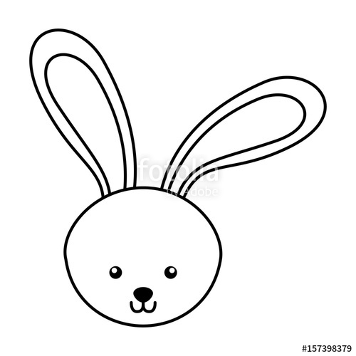 500x500 Cute Line Icon Rabbit Face Cartoon Graphic Design Stock Image