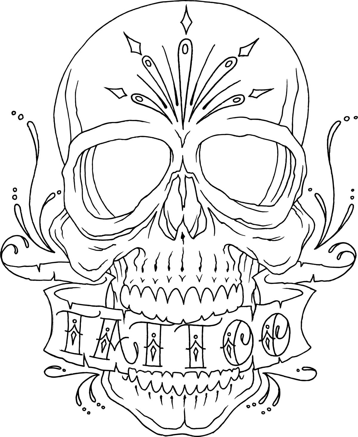 1200x1465 Skull Roses Line Drawing Other Tattoo Tattoo Design Art Flash