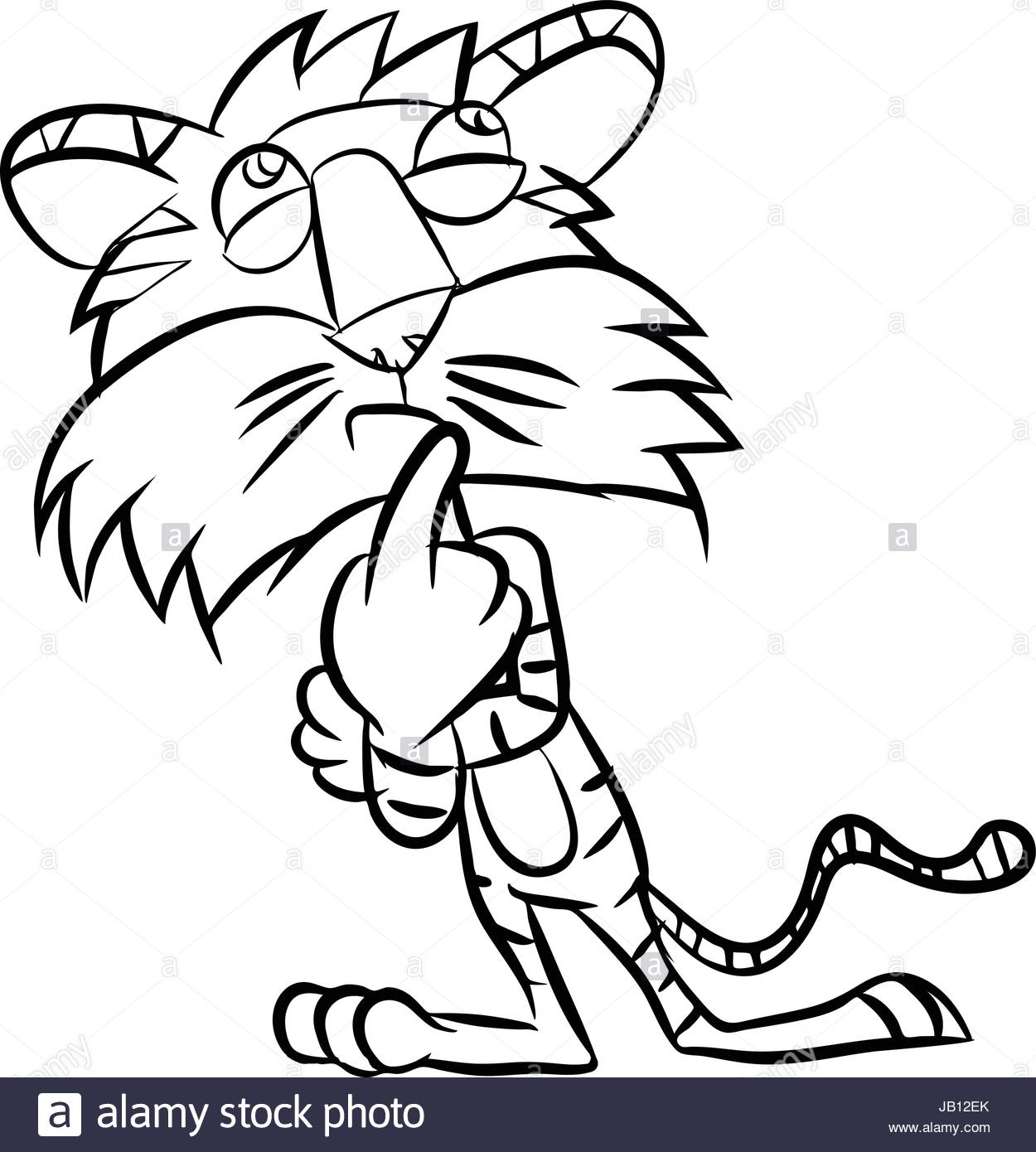 1250x1390 Line Drawing Cartoon A Tiger Take Thinking In Black And White