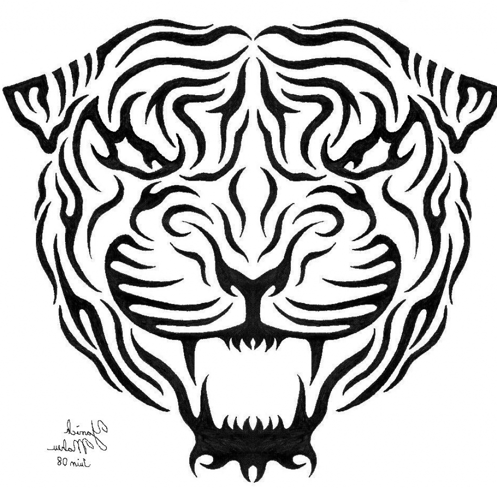 1024x1005 Tiger Face Line Drawing Tribal Tiger Two Drawing Griftercash 2016