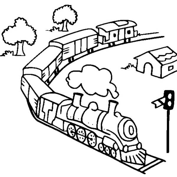 600x600 Toy Train On Railroad Coloring Page Color Luna