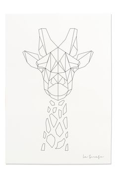 236x366 Giraffe Print, Geometric Giraffe Print, Nursery Animal Wall Art