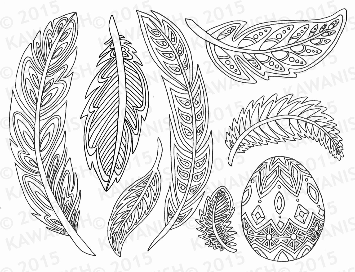 1500x1149 Feathers Coloring Page Gift Wall Art Line Drawing