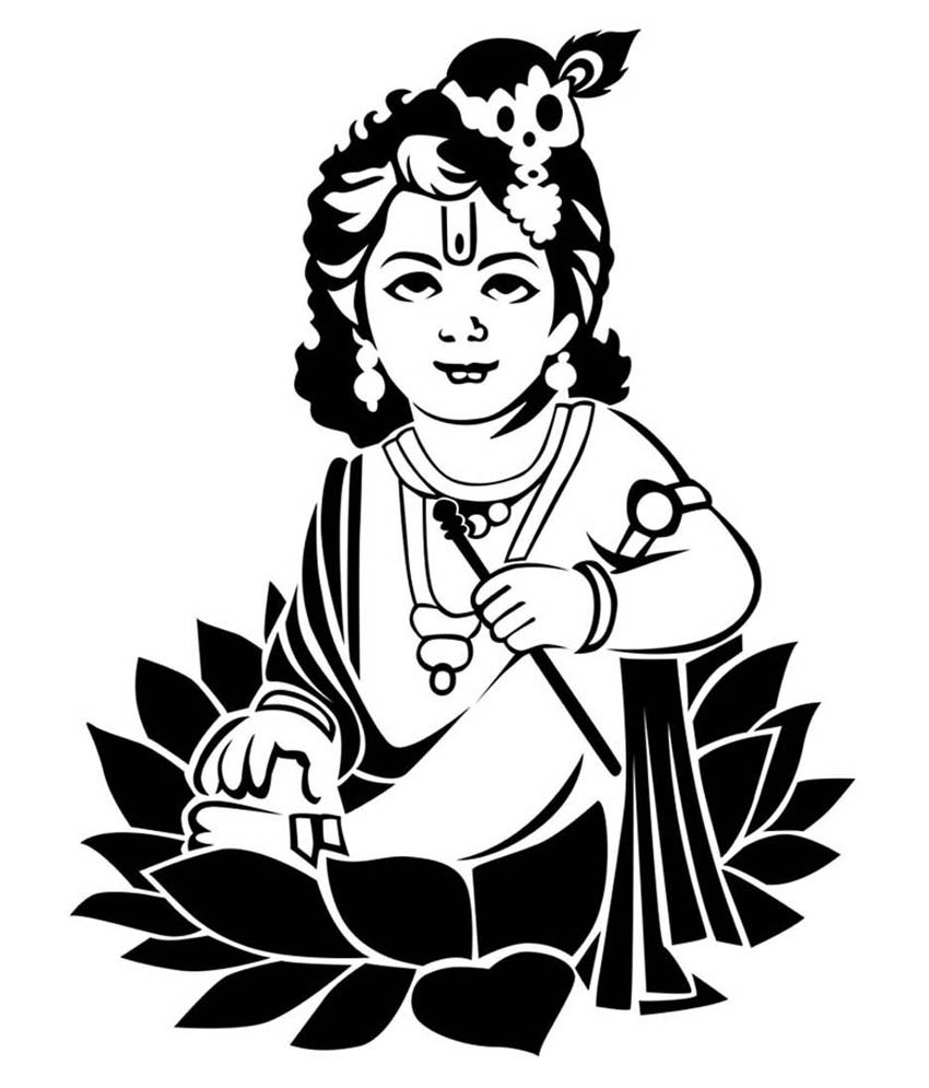 850x995 Krishna Line Drawing