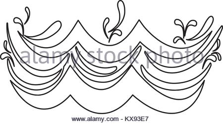 450x250 Line Ocean And Waves Shape With Splashes Stock Vector Art