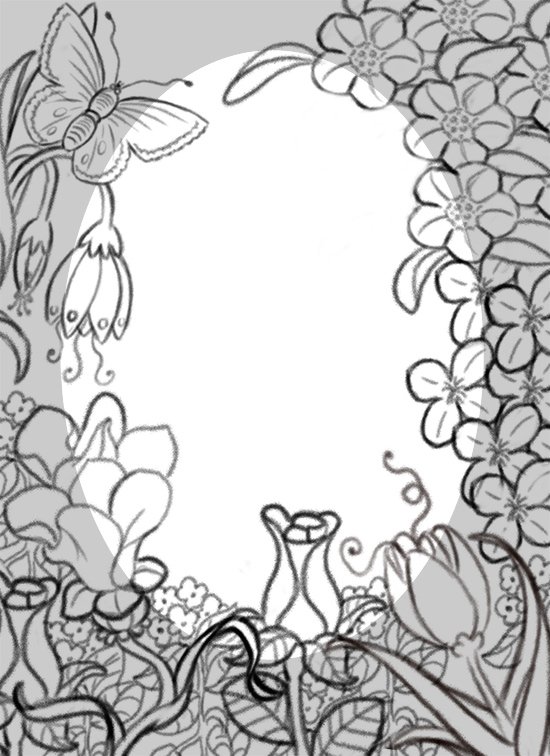 550x756 Flower Line Drawing Palacio Illustration