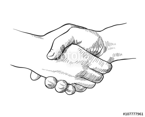 500x405 Hand Drawn Sketch Illustration Of A Handshake Stock Image