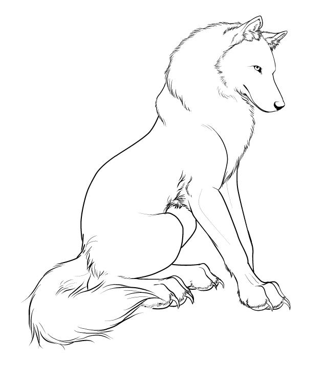 635x739 Wolf Character Design Lineart By Crimsonwolfsobo