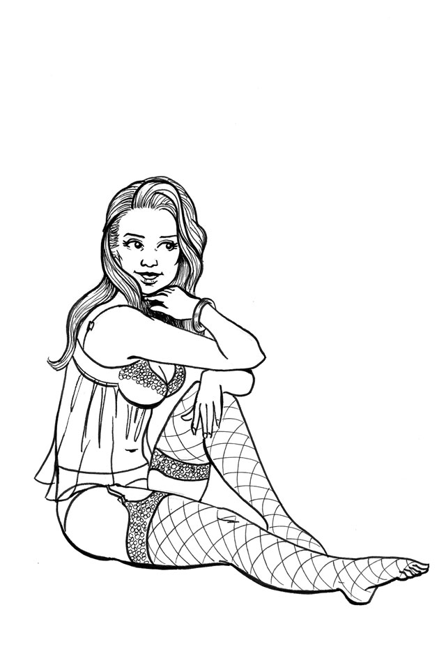 640x960 Lingerie Pin Up Girl (Inktober 2015) By Spencey