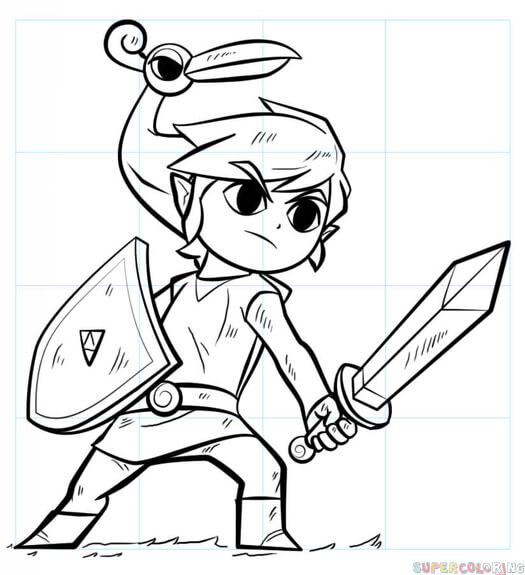 525x575 How To Draw Link From Legend Of Zelda Step By Step Drawing Tutorials