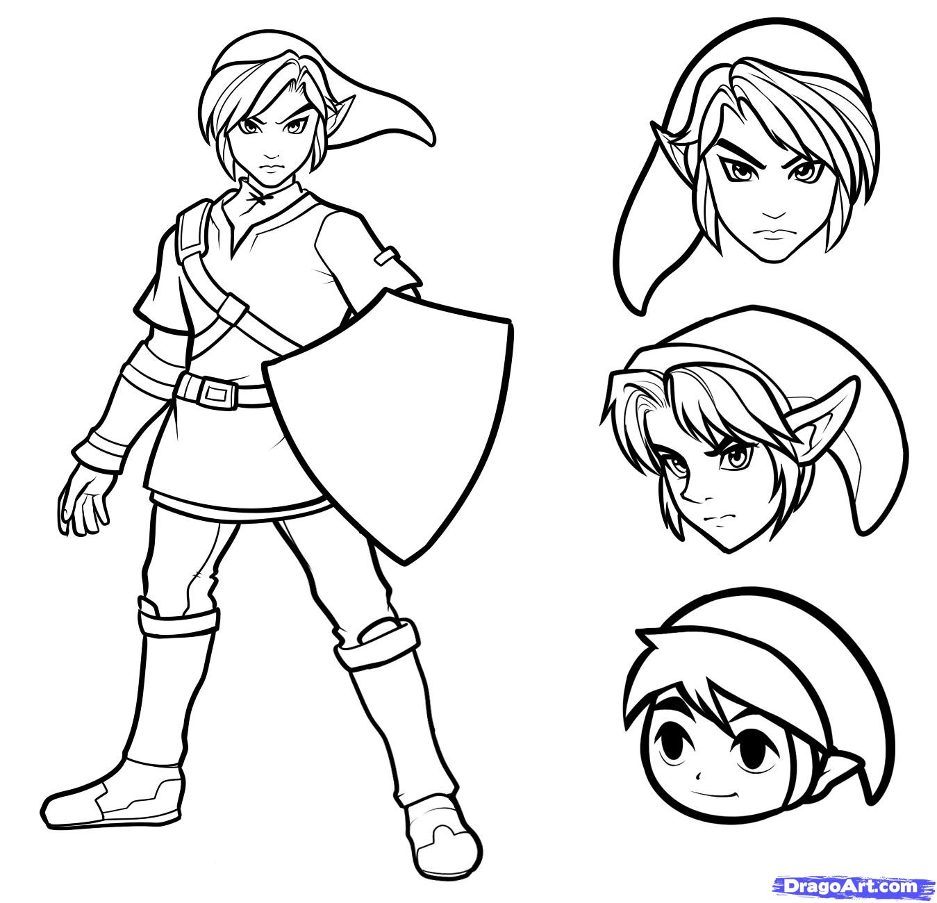 1349x1300 How To Draw Link Easy Step 9 Phots Game Character