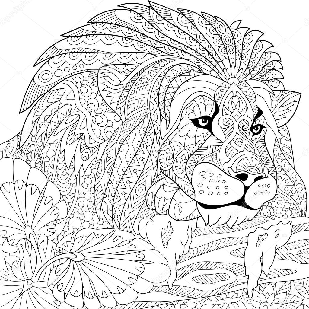1024x1024 Zentangle Stylized Lion Stock Vector Sybirko