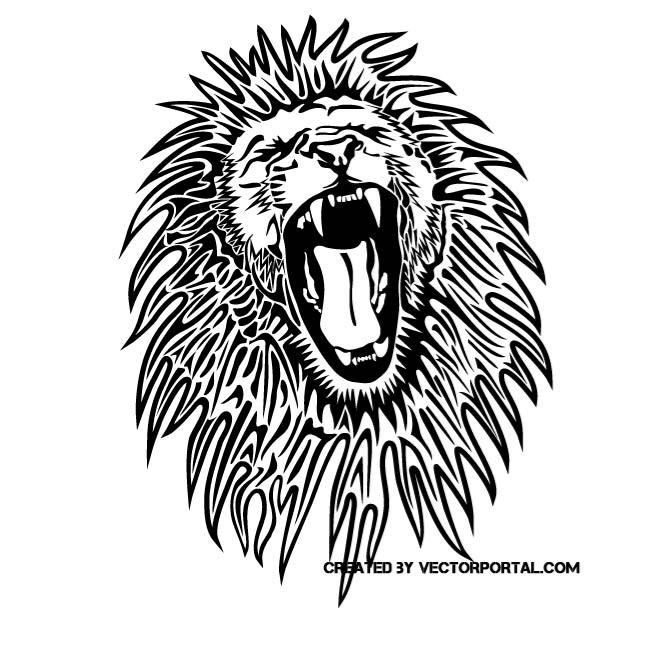 660x660 Lion Black White Vector Image