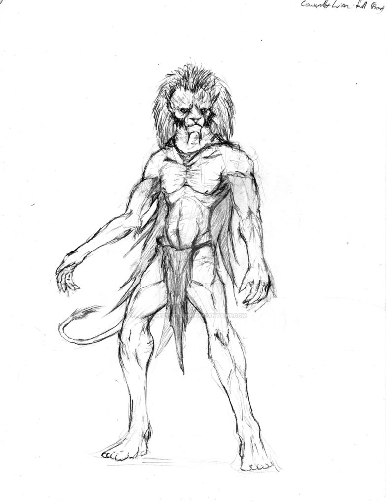 785x1018 Cowardly Lion Full Body Front View Sketch By Night Forager