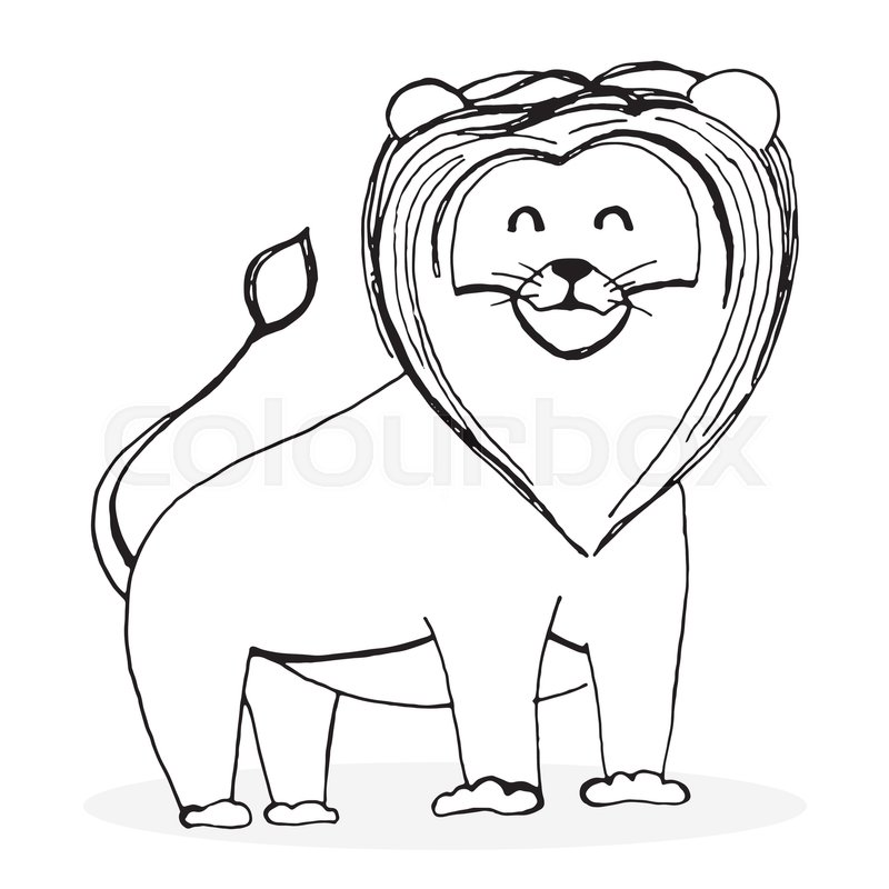 800x800 Sketch Lion Character. Lion Drawing And Animal Sketch, Hand Drawn