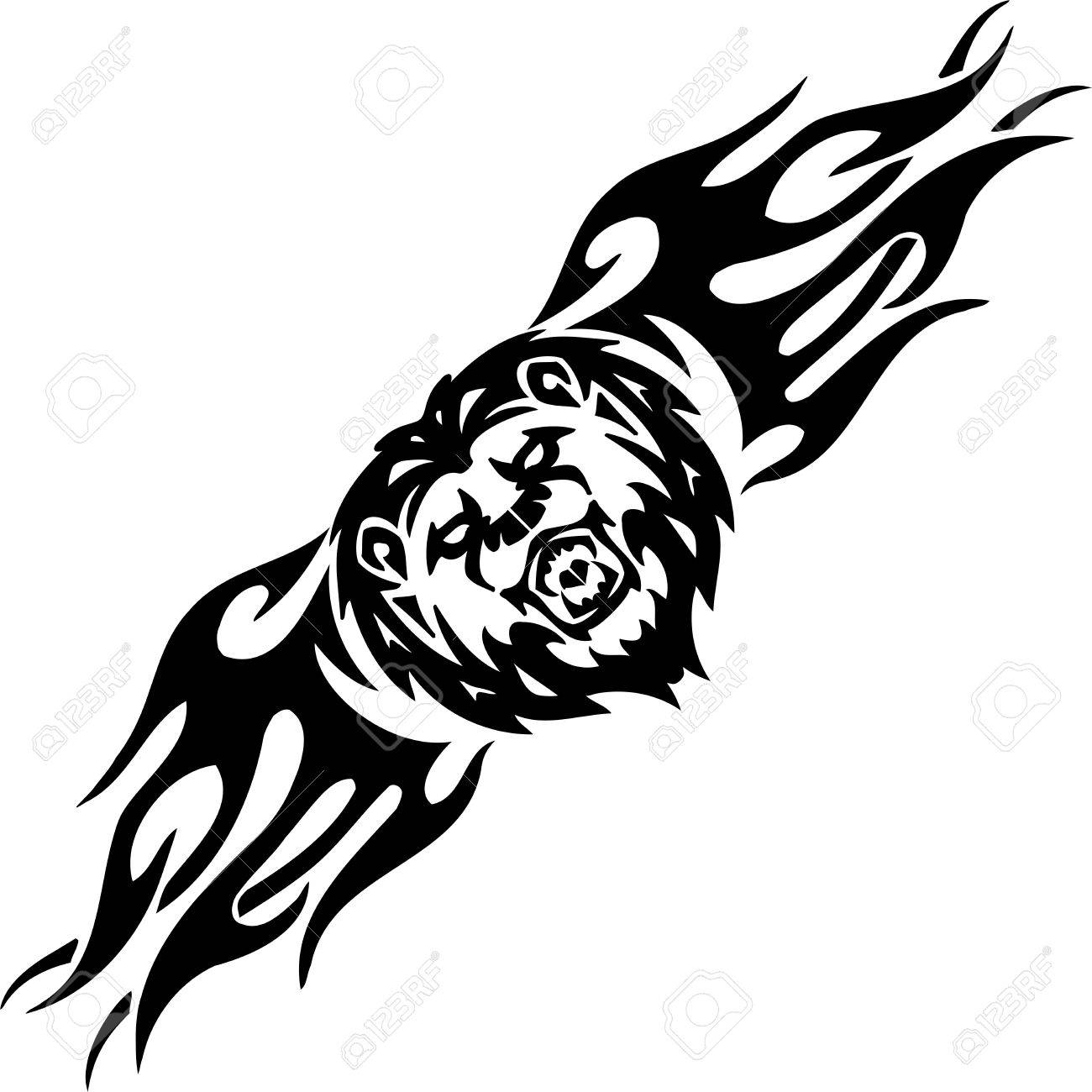 1300x1300 Lion Symmetric Tribals Royalty Free Cliparts, Vectors,