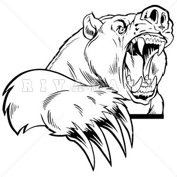 361x361 Mascot Clipart Image Of A Roaring Lions Graphic In Black And White