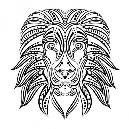 450x450 Sketch Of Tattoo Lion With Horns Stock Vector Lviktoria25