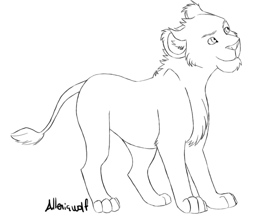963x830 Lion Cub Line By Alleriawolf