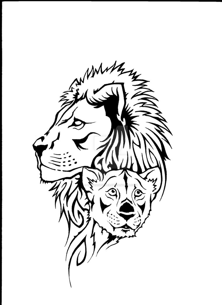 762x1048 Tribal Lion cub Tattoo Design By Geishagrinder
