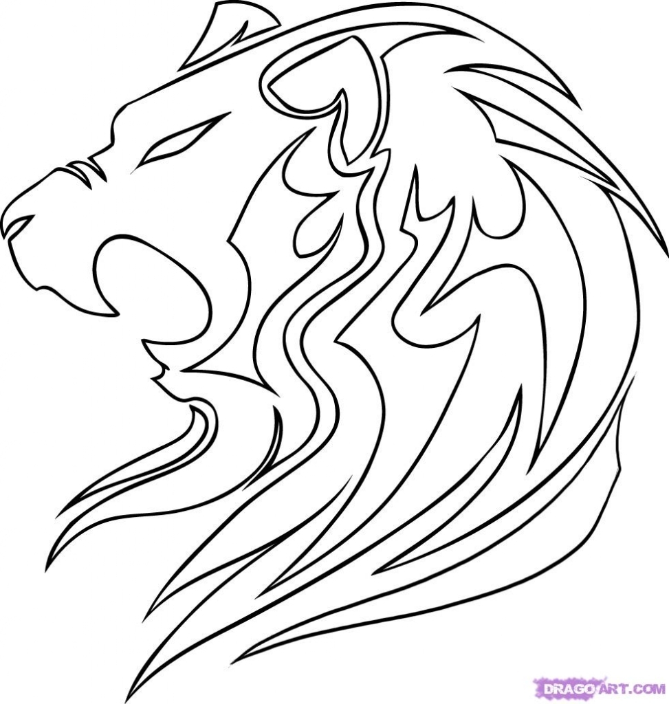 973x1024 Drawing Of A Lion Draw A Tribal Lion Step Step Drawing Sheets