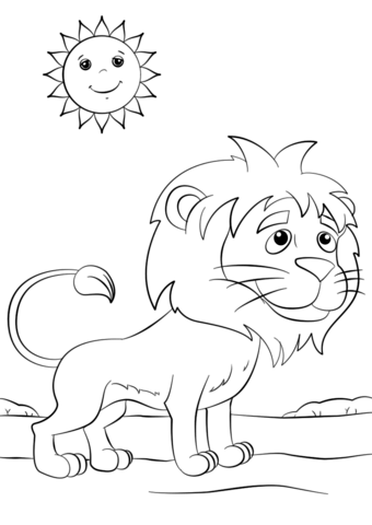 340x480 Cute Cartoon Lion Coloring Page Free Printable Coloring Pages