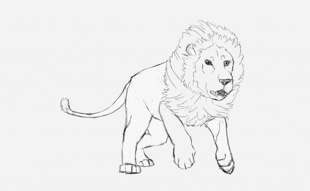 1024x631 Easy Drawing Of A Lion How To Draw A Male Lion Running Art
